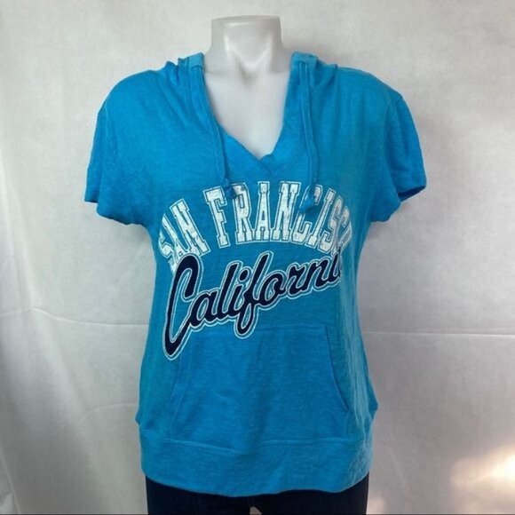 Passion-I Blue Hooded Top San Francisco California Hooded Shirt Size XL - Picture 3 of 9